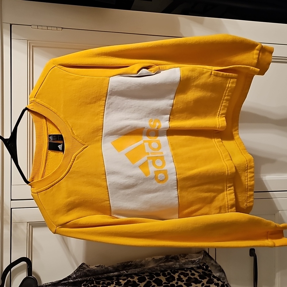 ADIDAS yellow and white sweatshirt